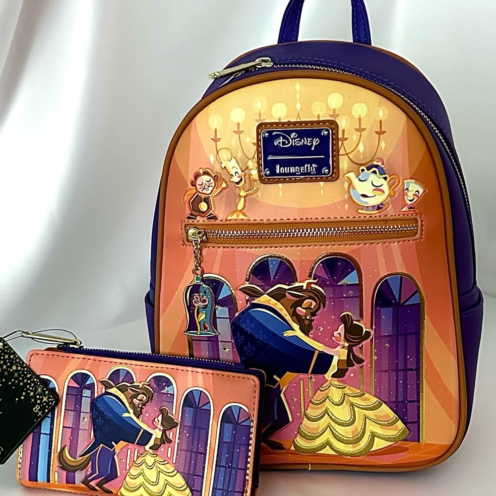 Loungefly Mini Backpack w/ Wallet - Disney Beauty and The Beast Ballroom Scene